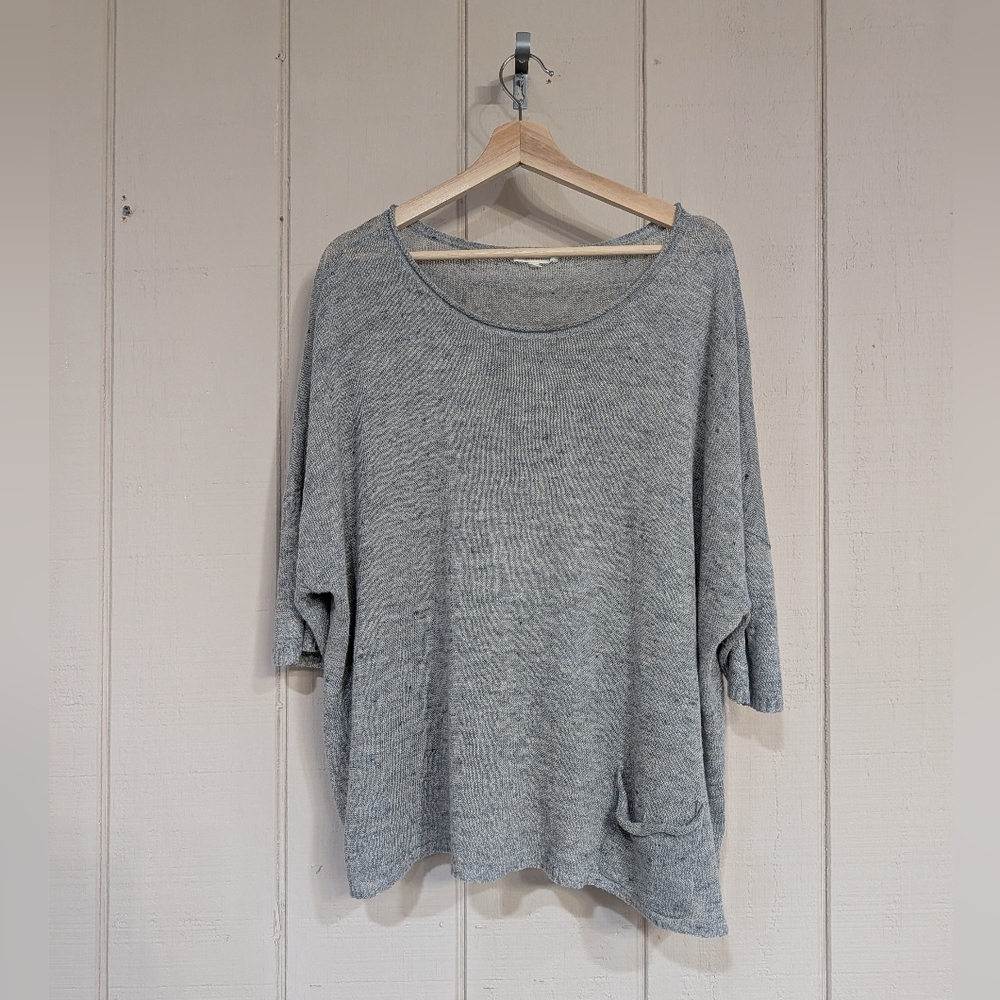 Eileen Fisher Linen Cotton Lightweight Knit Short Sleeve Top Lagenlook